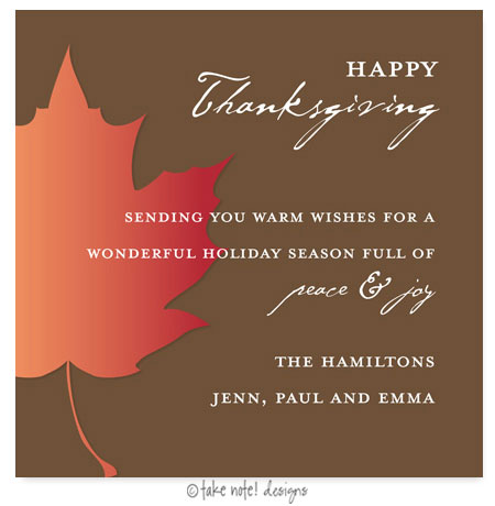 Take Note Designs - Fall/Thanksgiving Greeting Cards (Maple Leaf)