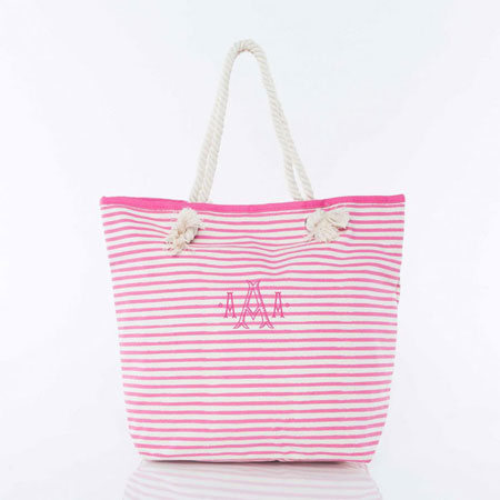 Knotted Rope Totes by CB Station (Hot Pink Striped)