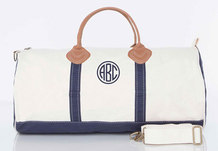 Blue Trim Canvas Round Duffel Bag by CB Station