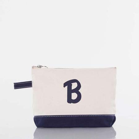 Navy Trimmed Makeup Bag by CB Station