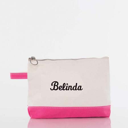 Hot Pink Trimmed Makeup Bag by CB Station