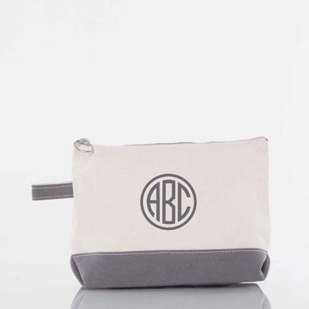 Gray Trimmed Makeup Bag by CB Station