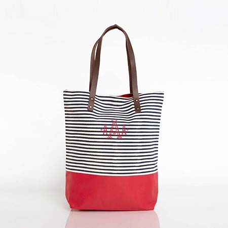 Navy & Red Seaport Stripes Dipped Tote Bags by CB Station
