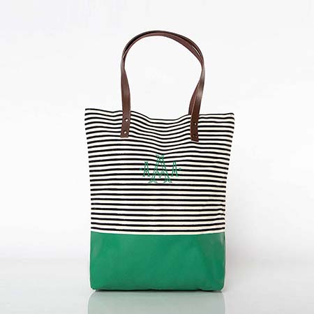 Black & Emerald Seaport Stripes Dipped Tote Bags by CB Station Black & Emerald Seaport Stripes Dipped Tote Bags by CB Station
