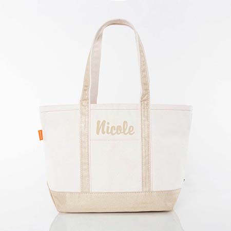 Metallic Gold Medium Canvas Zippered Tote Bags by CB Station Metallic Gold Medium Canvas Zippered Tote Bags by CB Station