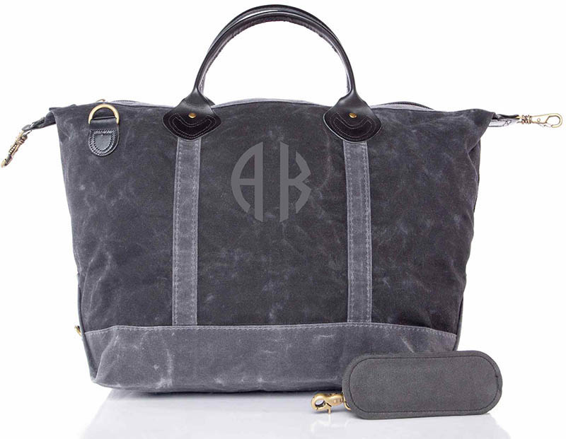Black Waxed Zippered Weekender Tote Bags by CB Station