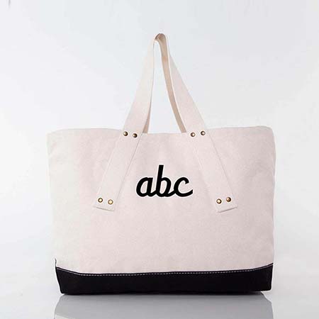 Black Trimmed Grommet Tote Bags by CB Station