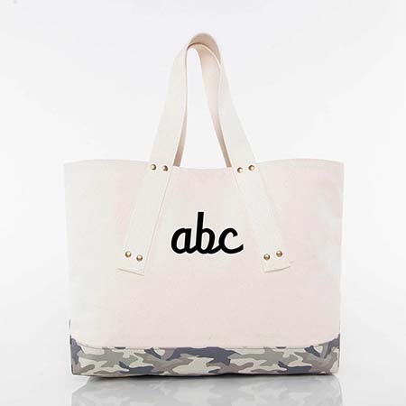 Modern Camo Trimmed Grommet Tote Bags by CB Station
