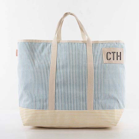 Clear Sky with Yellow Stripes Two-Tone Stripes Tote Bags by CB Station