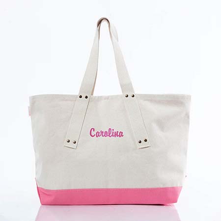 Coral Trimmed Grommet Tote Bags by CB Station