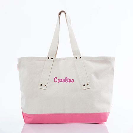Coral Trimmed Grommet Tote Bags by CB Station Coral Trimmed Grommet Tote Bags by CB Station