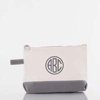 Gray Trimmed Makeup Bag by CB Station