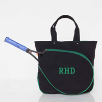 Black with Emerald Trim Tennis Tote Bags by CB Station