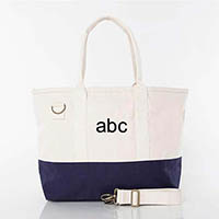Navy Trimmed Colorblock Utility Zippered Tote Bags by CB Station