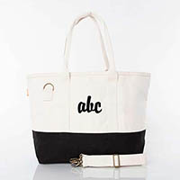 Black Trimmed Colorblock Utility Zippered Tote Bags by CB Station