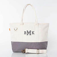 Gray Trimmed Colorblock Utility Zippered Tote Bags by CB Station