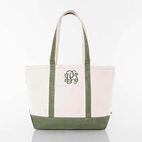 Metallic Green Medium Canvas Zippered Tote Bags by CB Station