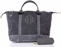 Black Waxed Zippered Weekender Tote Bags by CB Station