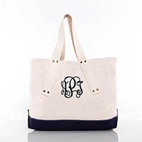 Navy Trimmed Grommet Tote Bags by CB Station