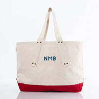 Red Trimmed Grommet Tote Bags by CB Station