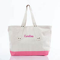 Coral Trimmed Grommet Tote Bags by CB Station