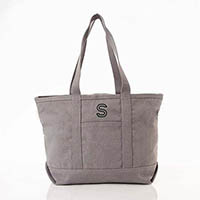 Gray Recycled Canvas Zippered Tote Bags by CB Station