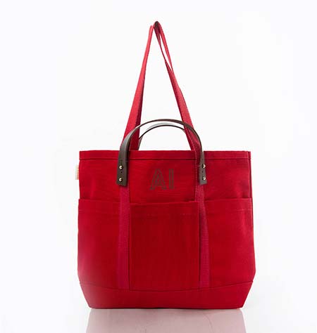 Red CanvasCraft Leather-Handled Tote Bags by CB Station
