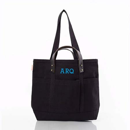 CanvasCraft Black Leather-Handled Tote Bags by CB Station CanvasCraft Black Leather-Handled Tote Bags by CB Station