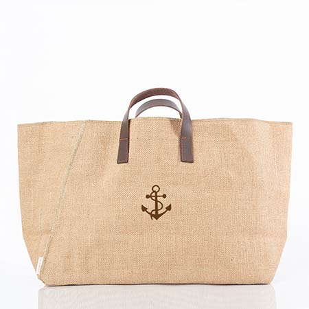 Natural Fiber & Leather Jute Tote Bags by CB Station