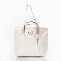Natural CanvasCraft Leather-Handled Tote Bags by CB Station
