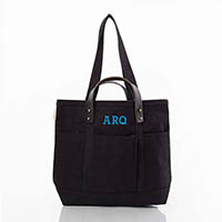 Black CanvasCraft Leather-Handled Tote Bags by CB Station