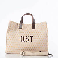 Jute Trimmed Jute & Leather Satchel Tote Bags by CB Station