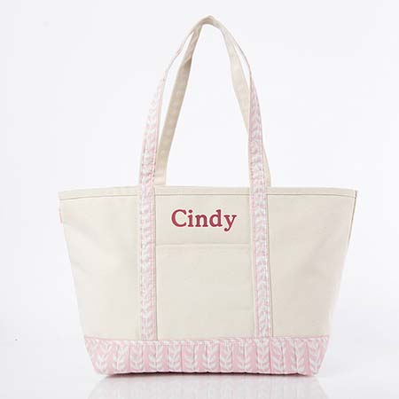 Powder Pink Block Print Large Canvas Totes by CB Station Powder Pink Block Print Large Canvas Totes by CB Station