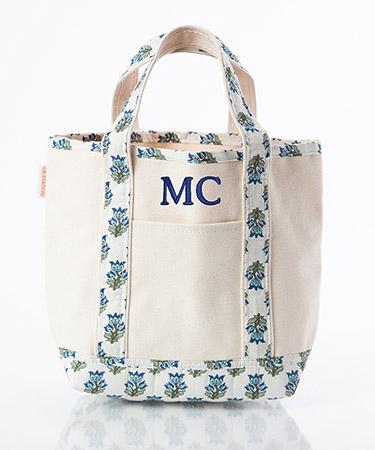 Aqua Block Print Handy Open Canvas Totes by CB Station Aqua Block Print Handy Open Canvas Totes by CB Station