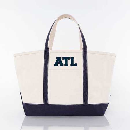 Navy Trimmed City Charm Large Canvas Tote Bags by CB Station - Atlanta Navy Trimmed City Charm Large Canvas Tote Bags by CB Station - Atlanta