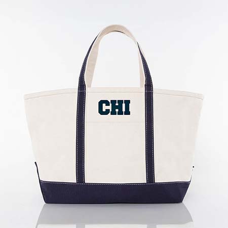 Navy Trimmed City Charm Large Canvas Tote Bags by CB Station - Chicago Navy Trimmed City Charm Large Canvas Tote Bags by CB Station - Chicago