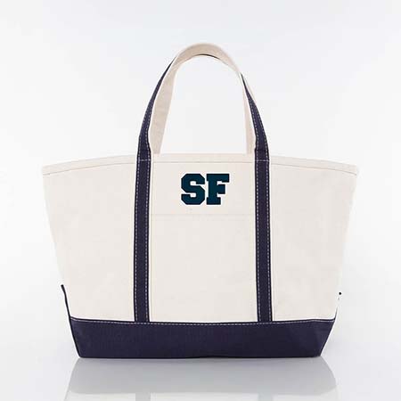 Navy Trimmed City Charm Large Canvas Tote Bags by CB Station - San Francisco Navy Trimmed City Charm Large Canvas Tote Bags by CB Station - San Francisco