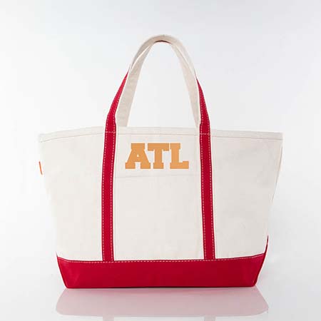 Red Trimmed City Charm Large Canvas Tote Bags by CB Station - Atlanta Red Trimmed City Charm Large Canvas Tote Bags by CB Station - Atlanta