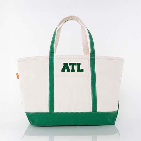 Emerald Trimmed City Charm Large Canvas Tote Bags by CB Station - Atlanta Emerald Trimmed City Charm Large Canvas Tote Bags by CB Station - Atlanta