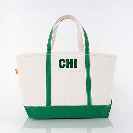 Emerald Trimmed City Charm Large Canvas Tote Bags by CB Station - Chicago Emerald Trimmed City Charm Large Canvas Tote Bags by CB Station - Chicago