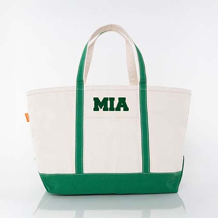 Emerald Trimmed City Charm Large Canvas Tote Bags by CB Station - Miami Emerald Trimmed City Charm Large Canvas Tote Bags by CB Station - Miami