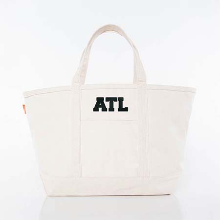 Natural Trimmed City Charm Large Canvas Tote Bags by CB Station - Atlanta Natural Trimmed City Charm Large Canvas Tote Bags by CB Station - Atlanta