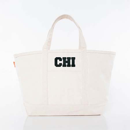 Natural Trimmed City Charm Large Canvas Tote Bags by CB Station - Chicago Natural Trimmed City Charm Large Canvas Tote Bags by CB Station - Chicago