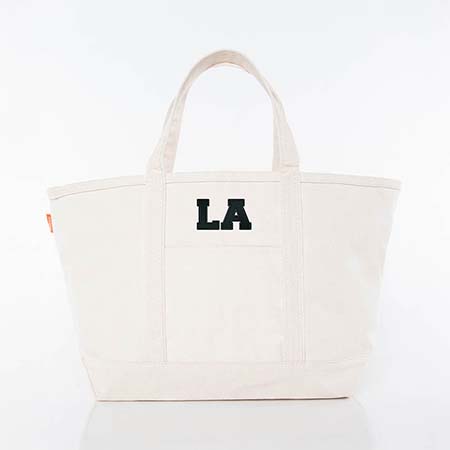 Natural Trimmed City Charm Large Canvas Tote Bags by CB Station - Los Angeles Natural Trimmed City Charm Large Canvas Tote Bags by CB Station - Los Angeles