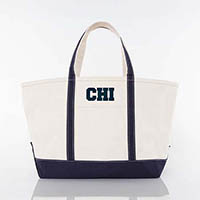 Navy Trimmed City Charm Large Canvas Tote Bags by CB Station - Chicago