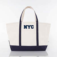 Navy Trimmed City Charm Large Canvas Tote Bags by CB Station - New York City