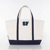 Navy Trimmed City Charm Large Canvas Tote Bags by CB Station - San Francisco