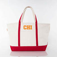 Red Trimmed City Charm Large Canvas Tote Bags by CB Station - Chicago