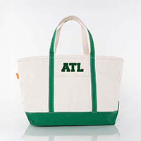 Emerald Trimmed City Charm Large Canvas Tote Bags by CB Station - Atlanta
