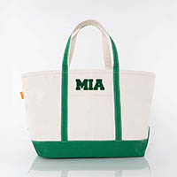 Emerald Trimmed City Charm Large Canvas Tote Bags by CB Station - Miami